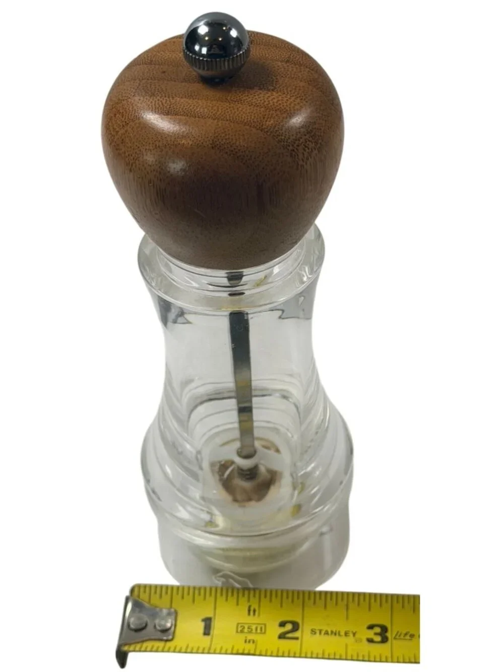Pampered Chef Bamboo & Acrylic Salt & Pepper Grinder Set #2196 & 1008 RETIRED